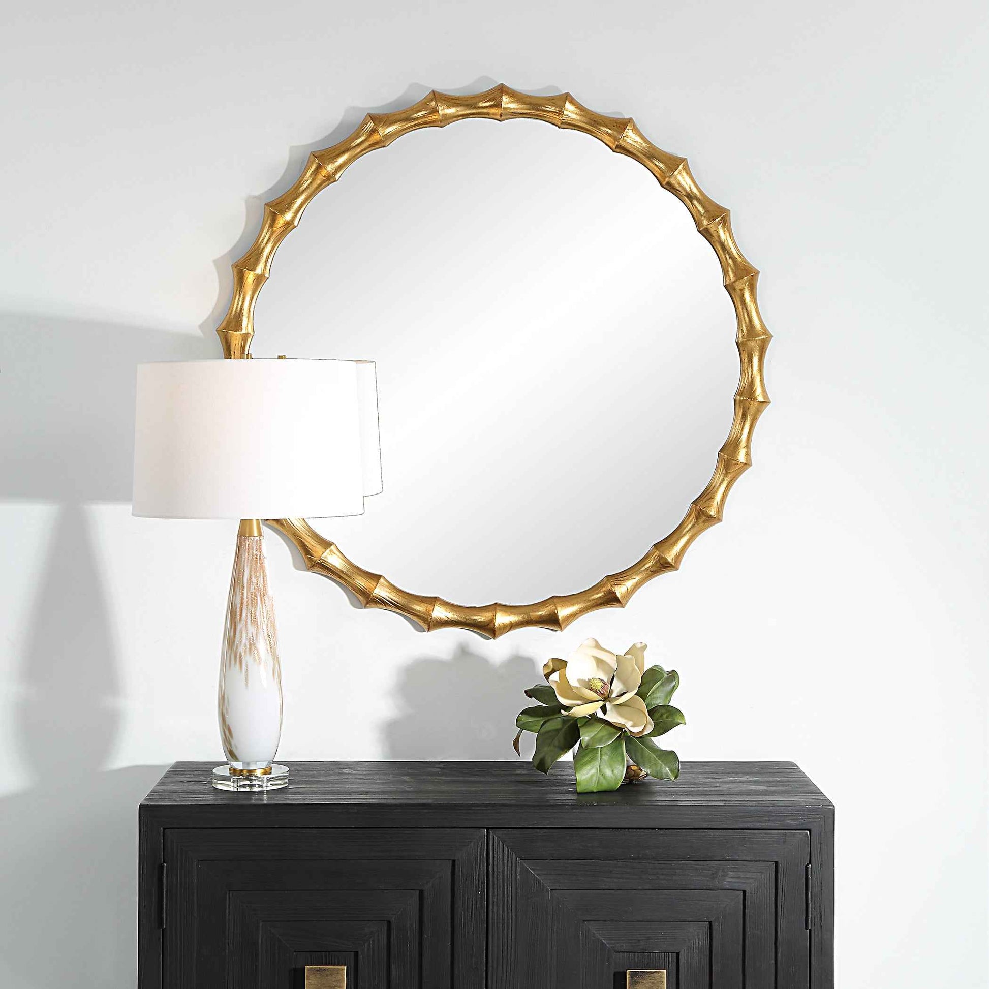 NACALA ROUND GOLD BAMBOO MIRROR