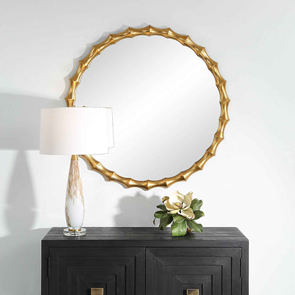 NACALA ROUND GOLD BAMBOO MIRROR
