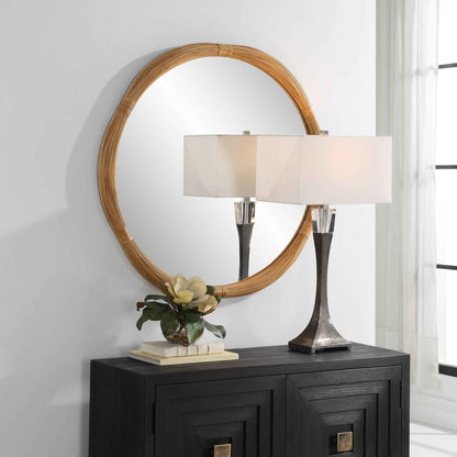 SALINA ROUND NATURAL BAMBOO MIRROR