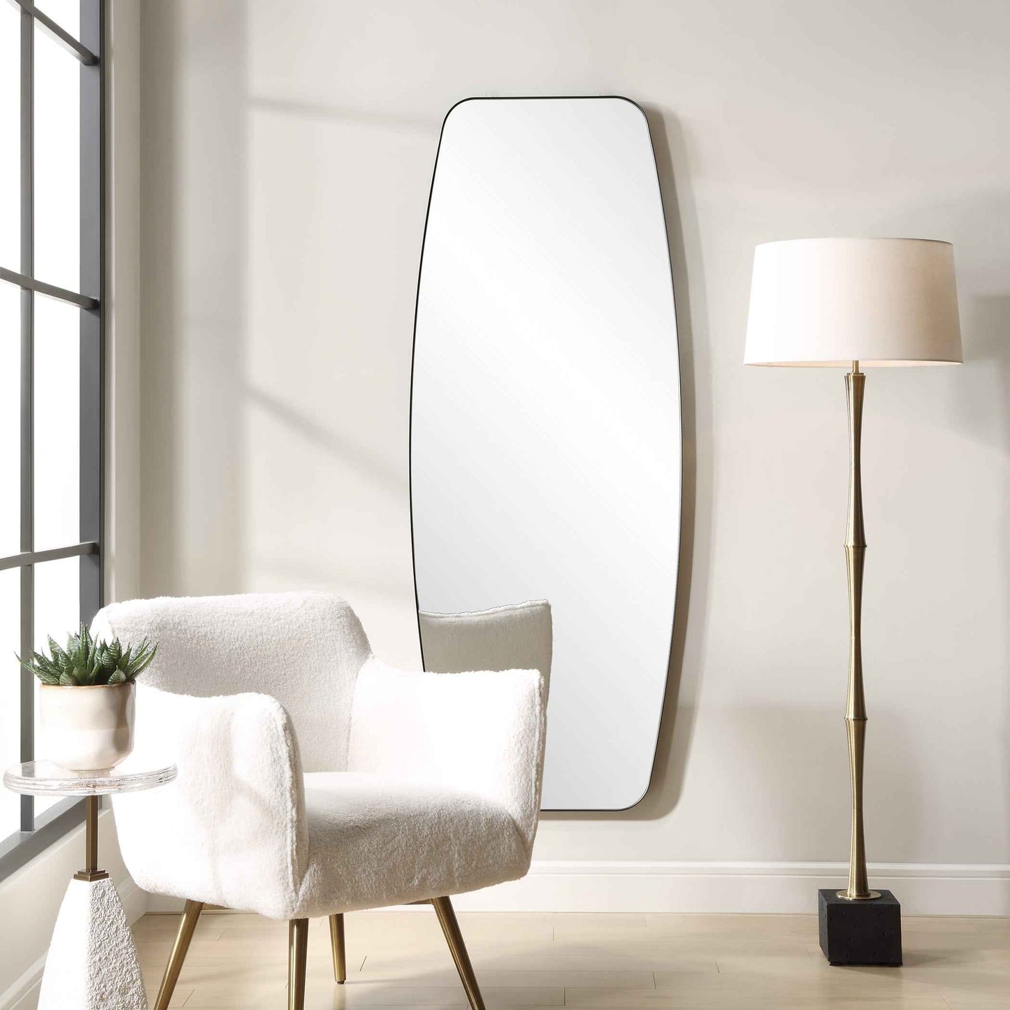 CASPIAN CURVED BLACK DRESSING MIRROR