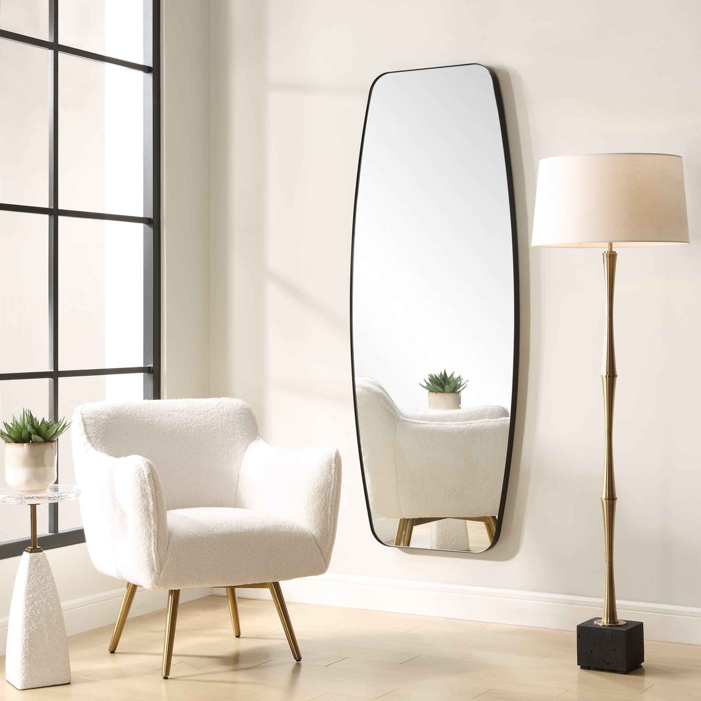 CASPIAN CURVED BLACK DRESSING MIRROR