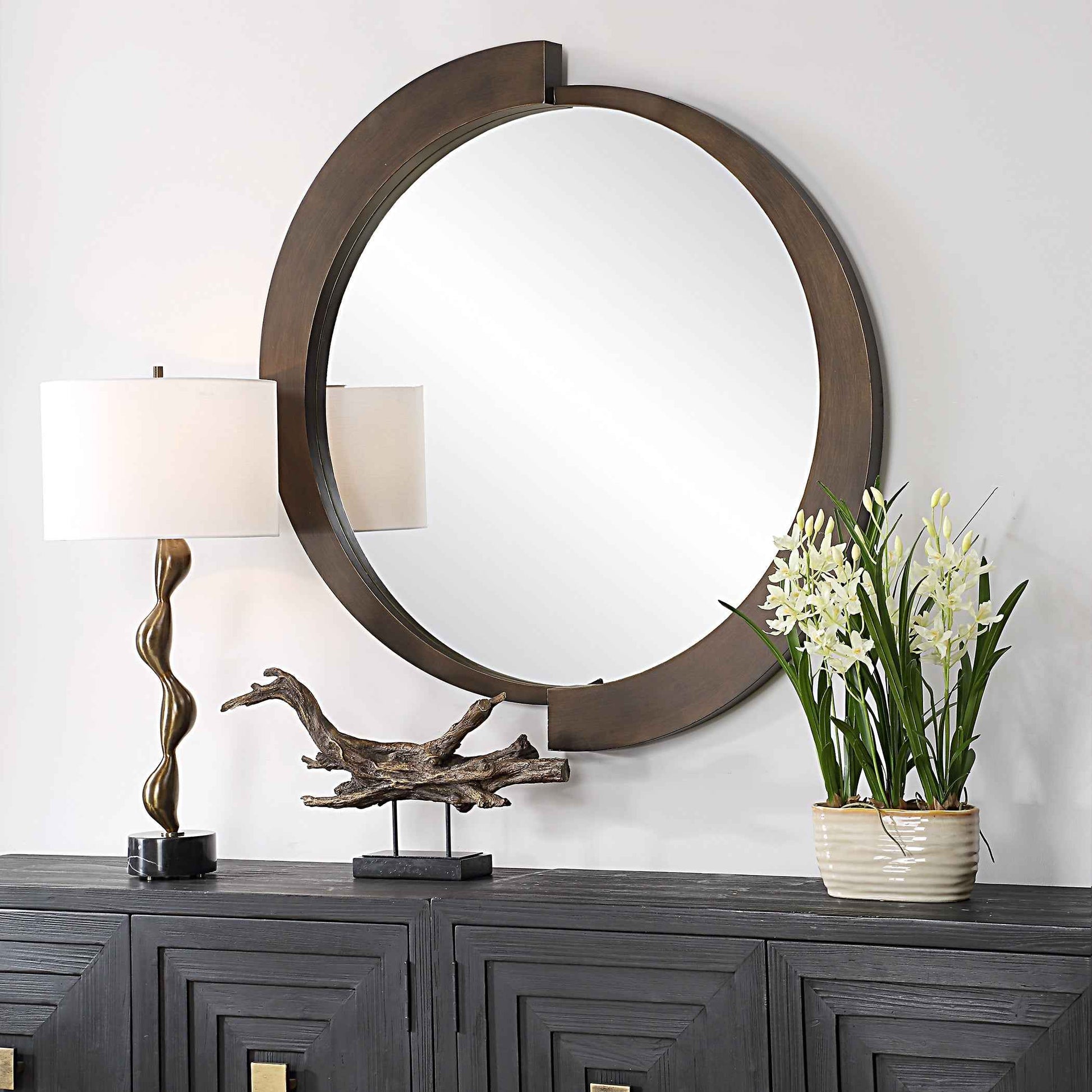 REVERSE BRONZE ROUND MIRROR