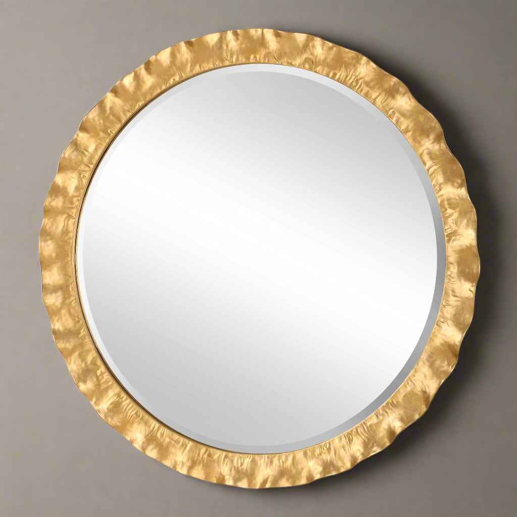 HAYA GOLD SCALLOPED EDGE ROUND MIRROR