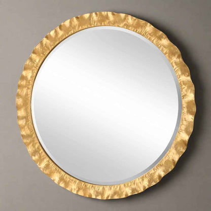 HAYA GOLD SCALLOPED EDGE ROUND MIRROR