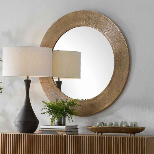 TANO ANTIQUE BRASS ROUND MIRROR