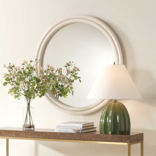 FLORIAN HIGH GLOSS WARM WHITE ROUND MIRROR