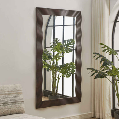 WRINKLE WAVY WOOD MIRROR