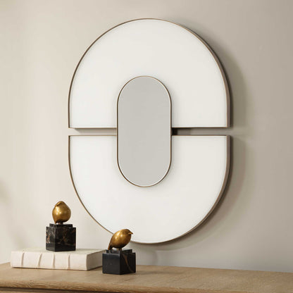 ENCASE MODERN WHITE OVAL MIRROR