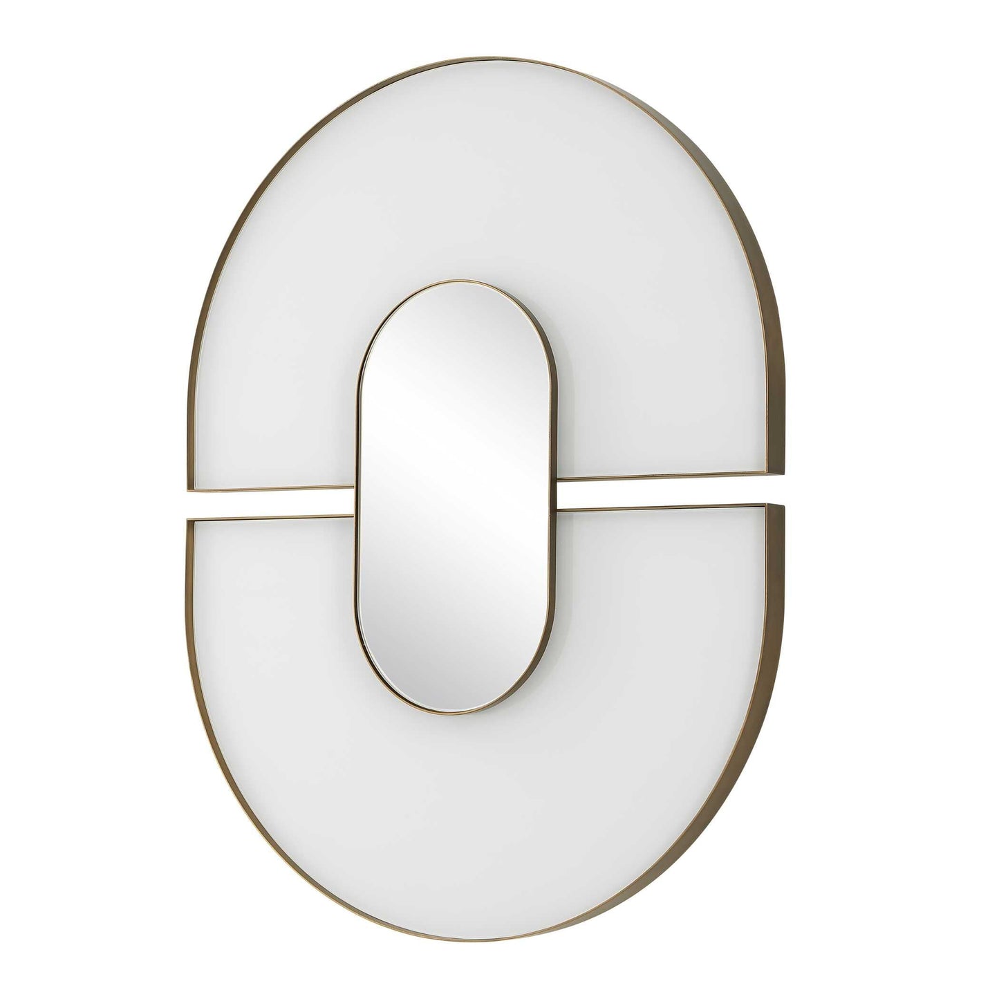 ENCASE MODERN WHITE OVAL MIRROR