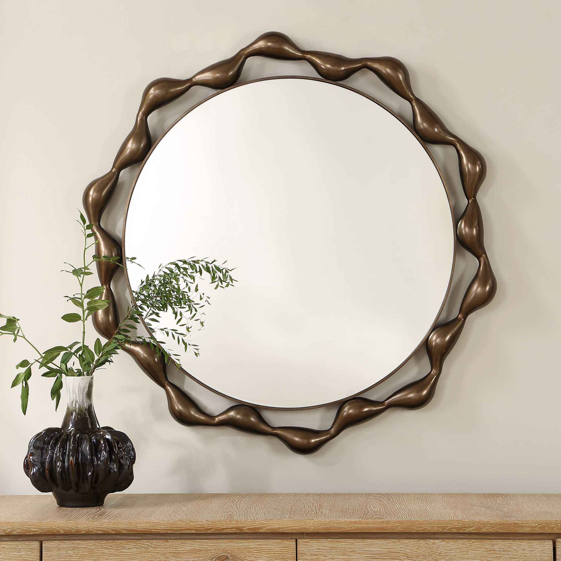 REMOLINO ROUND BRONZE MIRROR