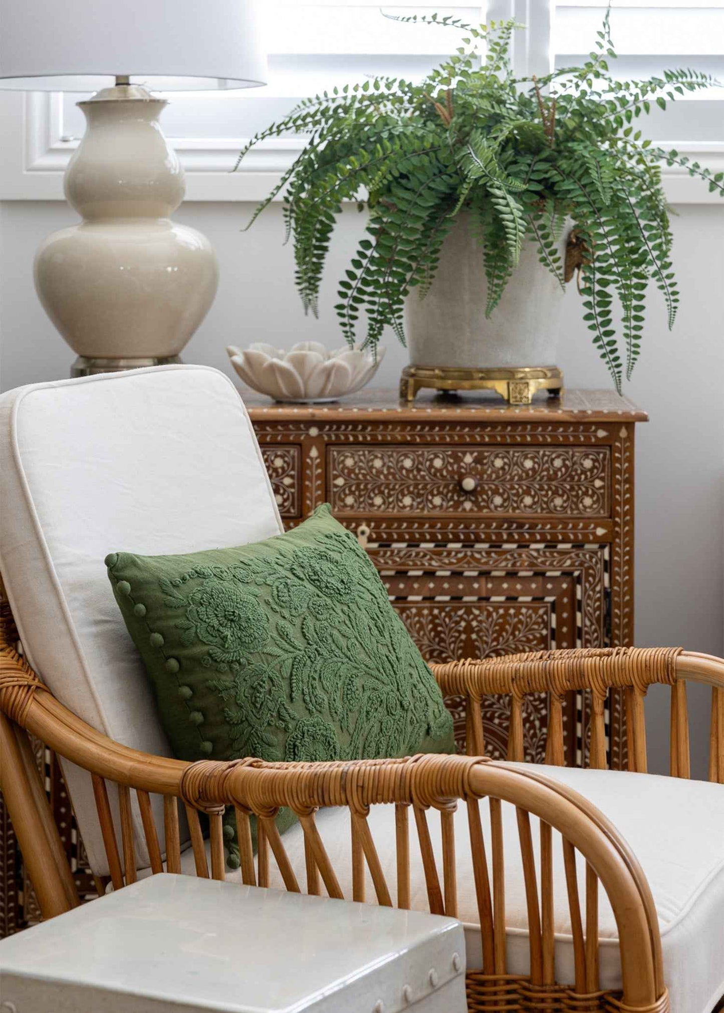 Mara Wood and Bone Inlay Cabinet