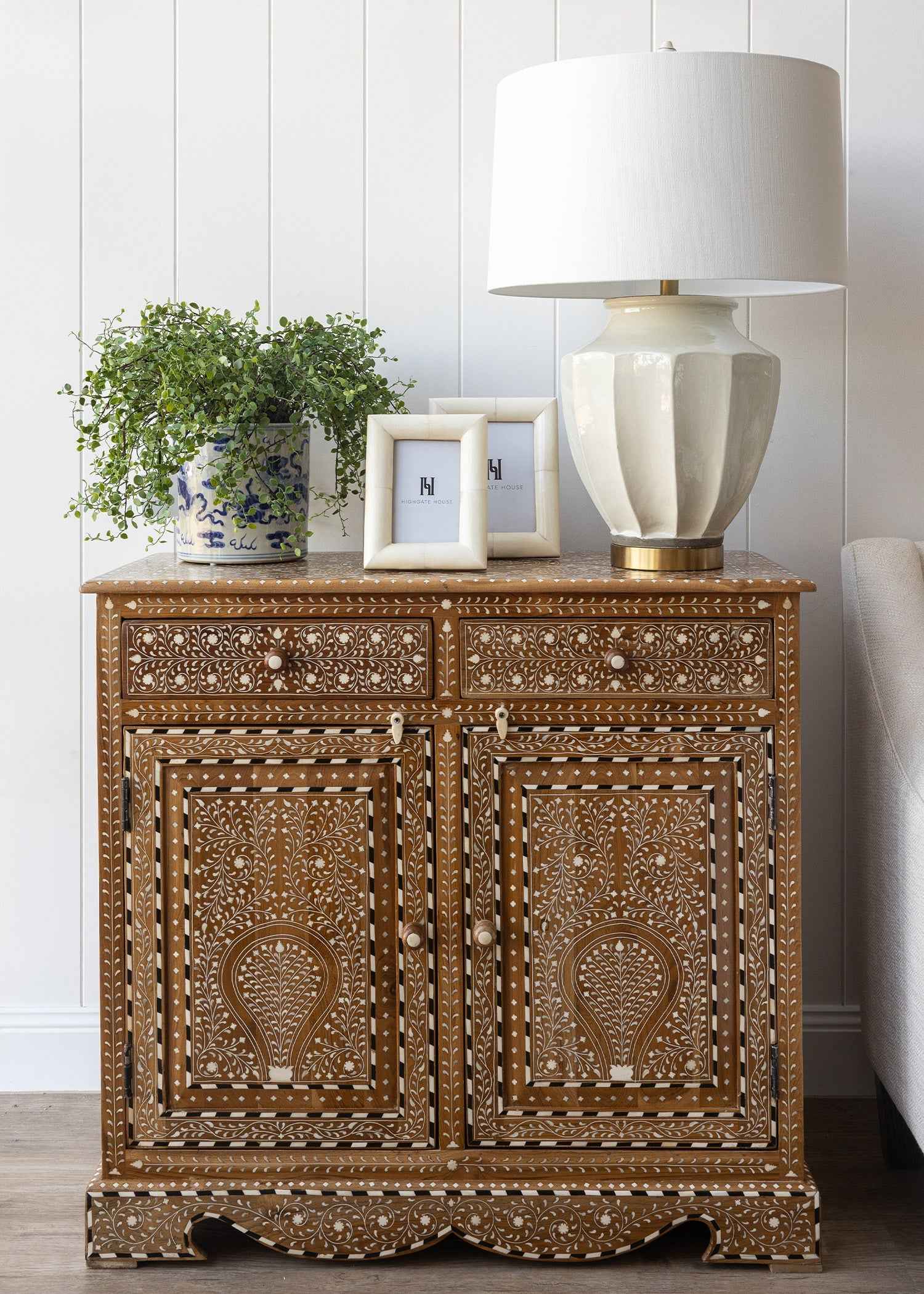 Mara Wood and Bone Inlay Cabinet