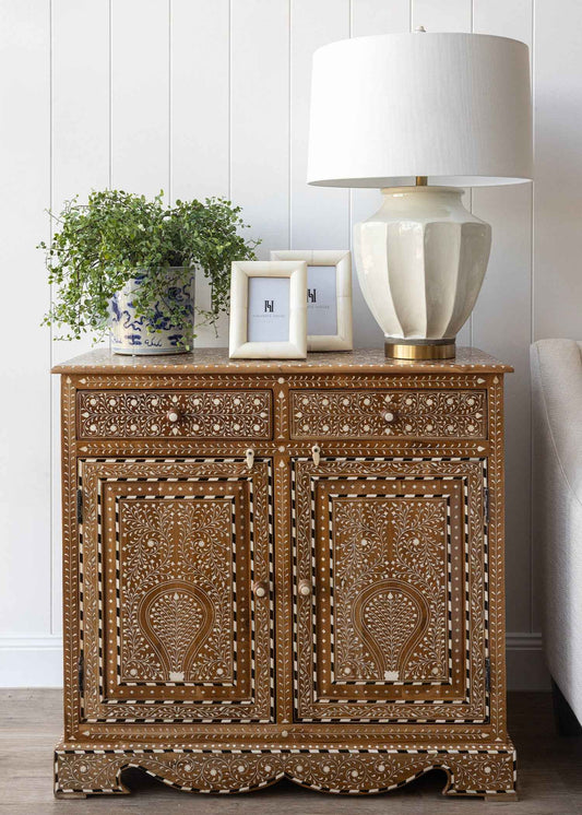 Mara Wood and Bone Inlay Cabinet