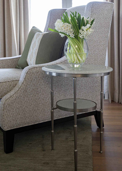 Silver And Marble Accent Table