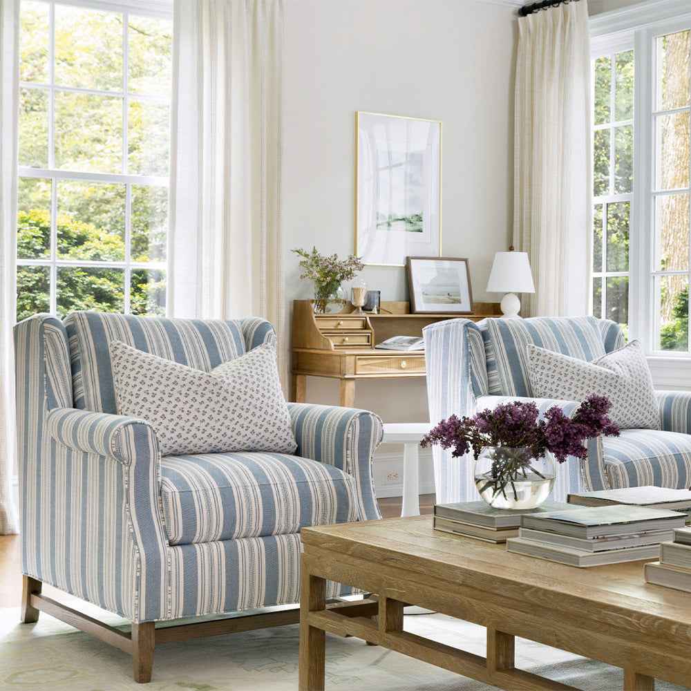 Marcus Chair in Wide Sky Blue Stripe