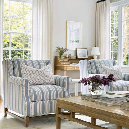 Marcus Chair in Wide Sky Blue Stripe