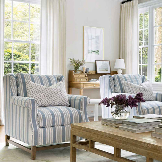 Marcus Chair in Wide Sky Blue Stripe