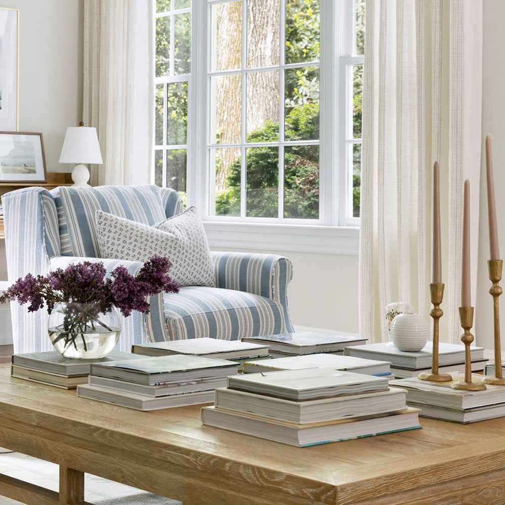 Marcus Chair in Wide Sky Blue Stripe