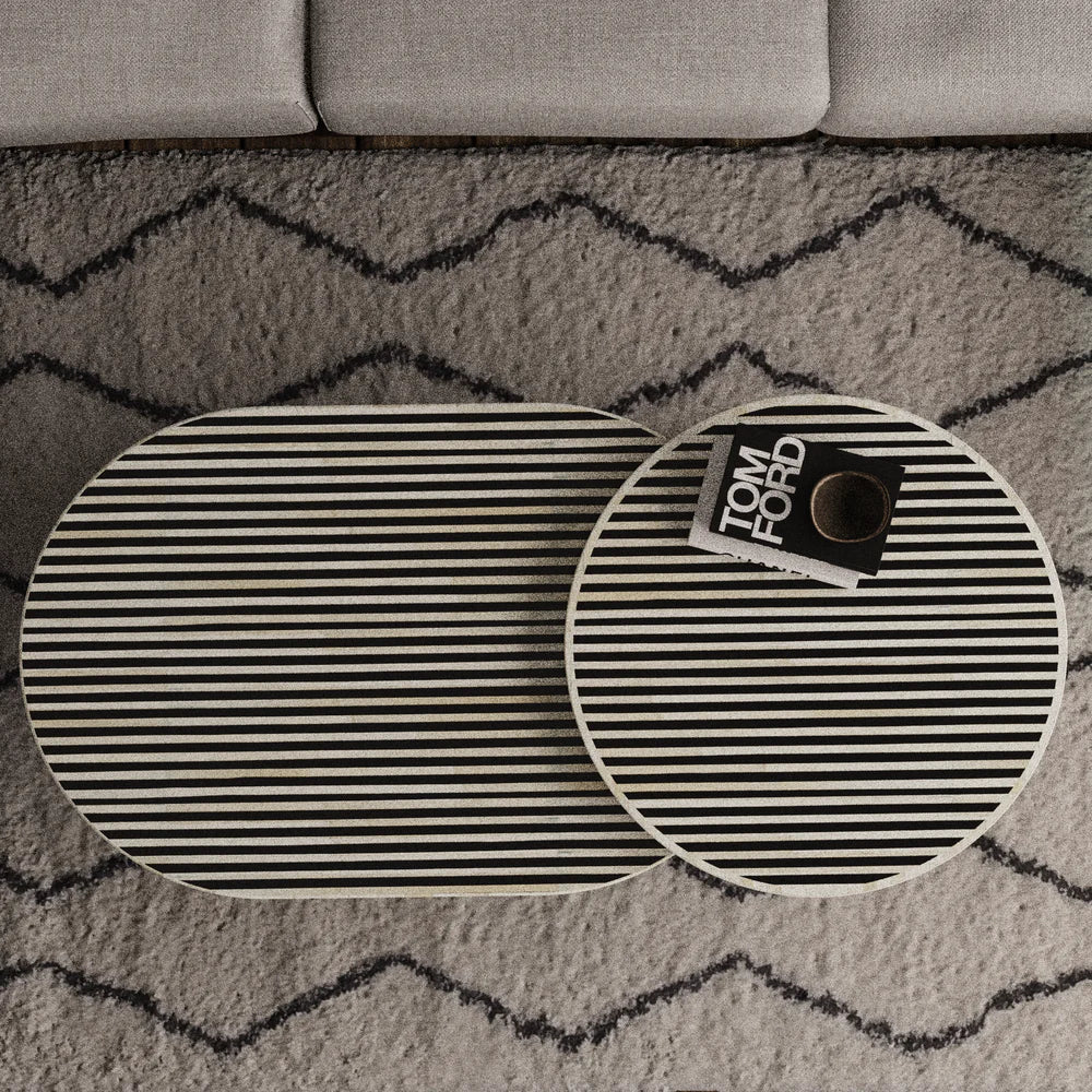 Jordan Waterfall Nesting Coffee Table – Bone Inlay Handcrafted Set by Hansa Handicrafts