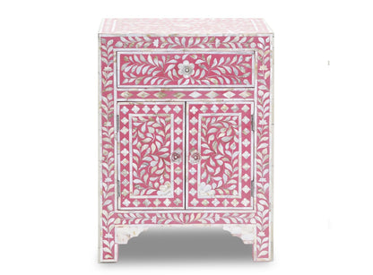 Mother of Pearl Inlay Floral Design Bedside Table , Mother of Pearl Inlay Floral Design Nightstand Table , Mother of Pearl Inlay Storage, Bedroom Furniture