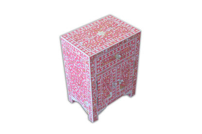 Mother of Pearl Inlay Floral Design Bedside Table , Mother of Pearl Inlay Floral Design Nightstand Table , Mother of Pearl Inlay Storage, Bedroom Furniture