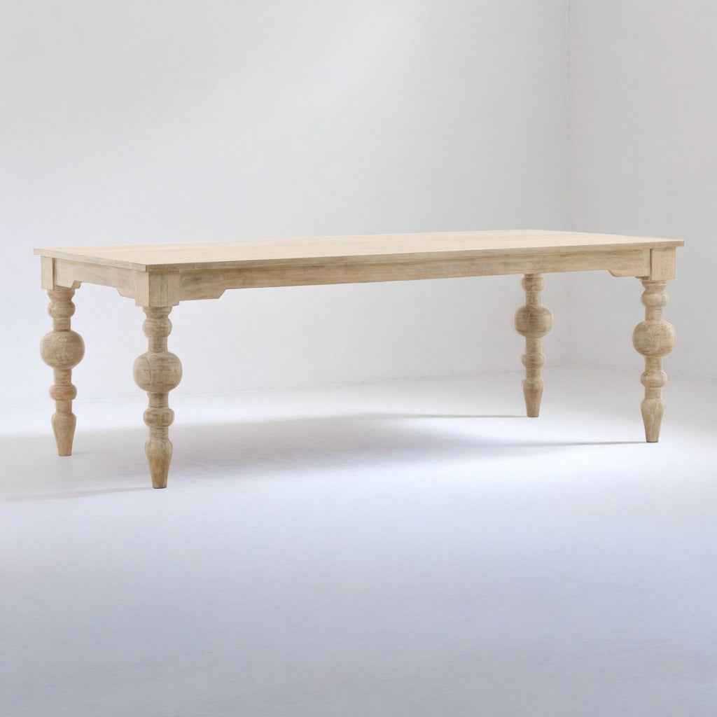 NAN WHITEWASH TURNED LEG DINING TABLE