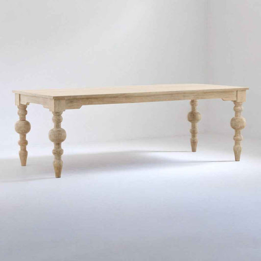 NAN WHITEWASH TURNED LEG DINING TABLE