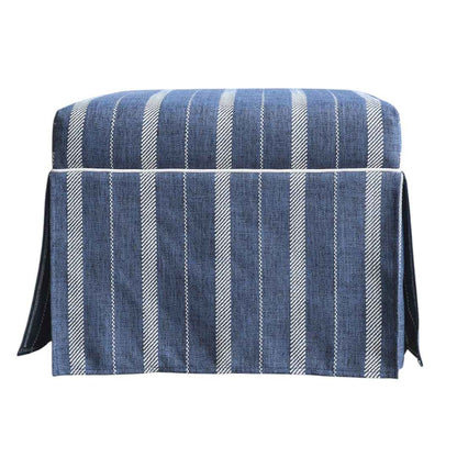 Navy Striped Ottoman With Contrast Piping