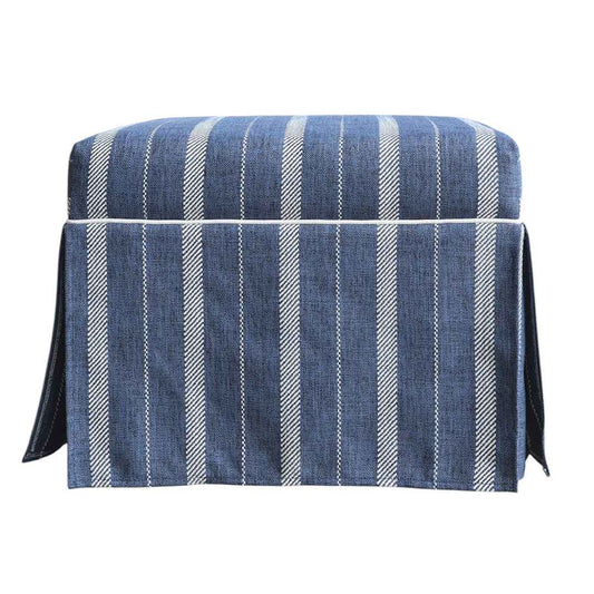 Navy Striped Ottoman With Contrast Piping