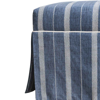 Navy Striped Ottoman With Contrast Piping