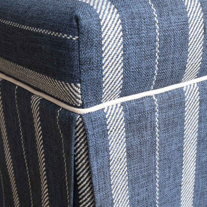 Navy Striped Ottoman With Contrast Piping