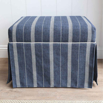 Navy Striped Ottoman With Contrast Piping
