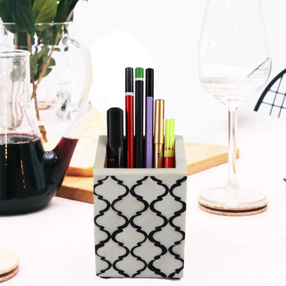 Handmade Bone Inlay Moroccan Pattern Pen & Pencil Holder Caddy Desk Cup, Penholder for Desk Pen Holder Unique Pencil Holder for Desk Modern