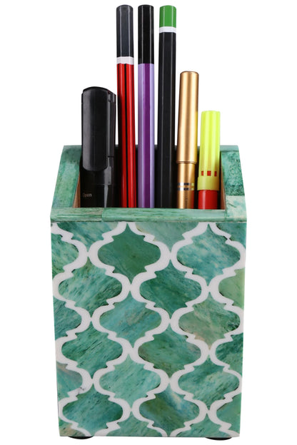 Handmade Bone Inlay Moroccan Pattern Pen & Pencil Holder Caddy Desk Cup, Penholder for Desk Pen Holder Unique Pencil Holder for Desk Modern