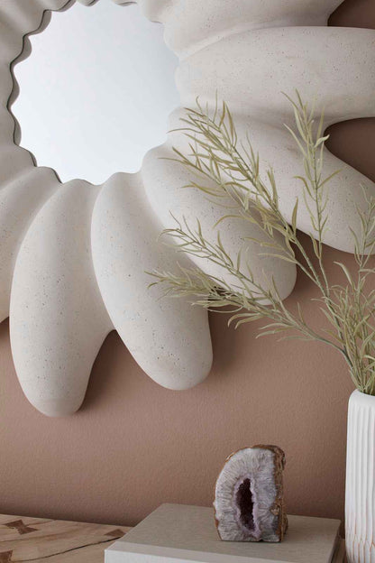 RADIAL WHITE STONE OVERSIZED ROUND MIRROR