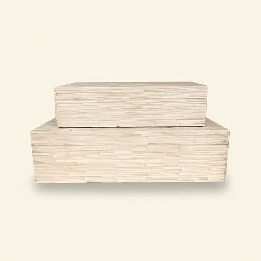 White Bone Boxes with Match Stick Design