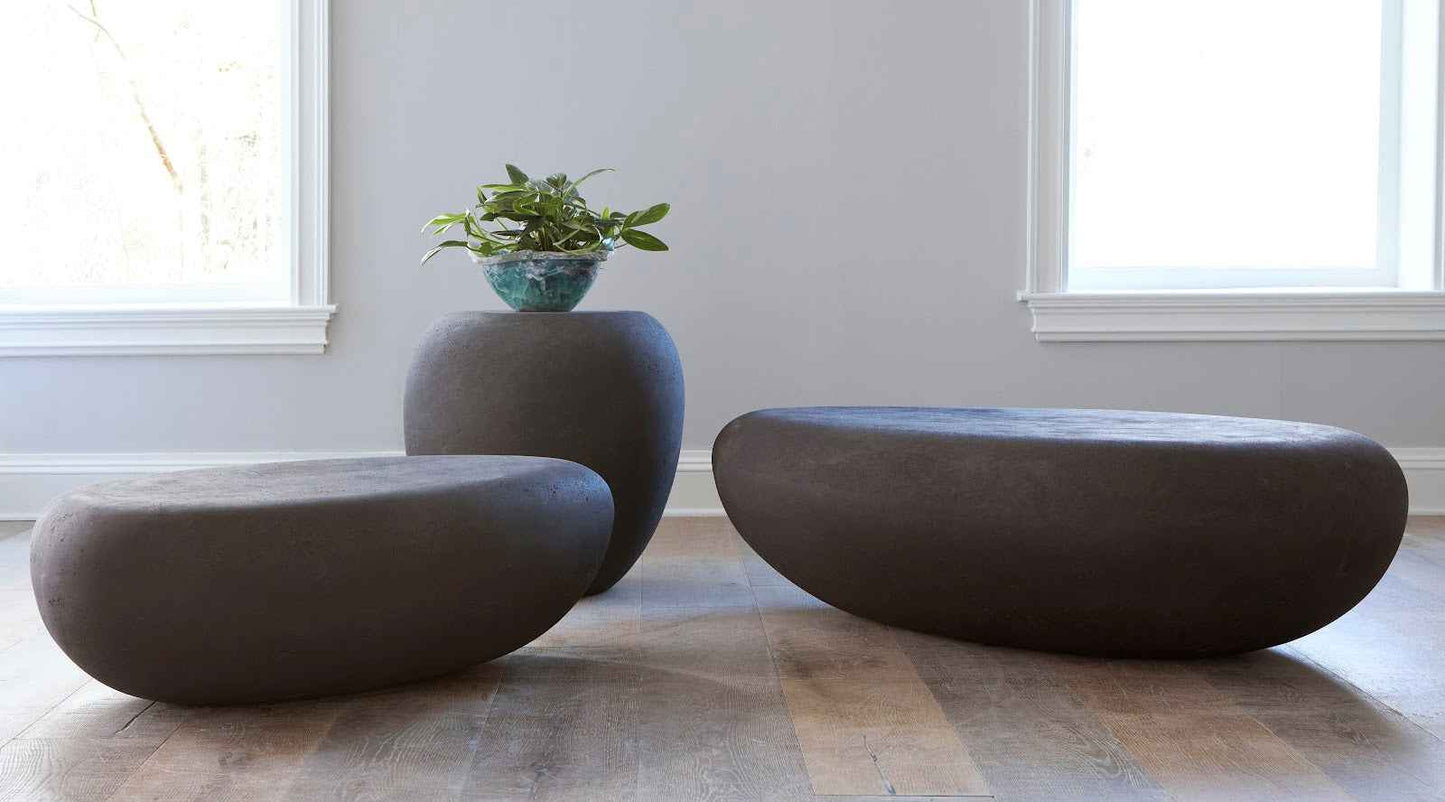 RIVER STONE INDOOR-OUTDOOR COFFEE TABLE: CHARCOAL