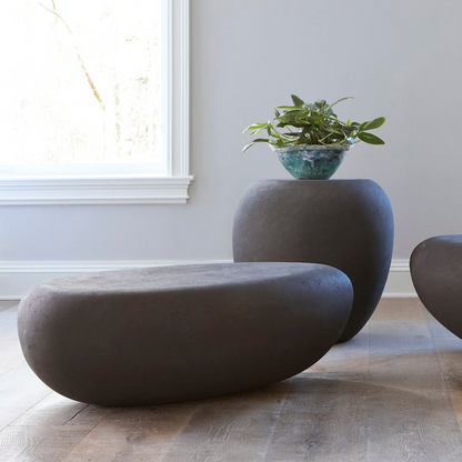 RIVER STONE INDOOR-OUTDOOR COFFEE TABLE: CHARCOAL