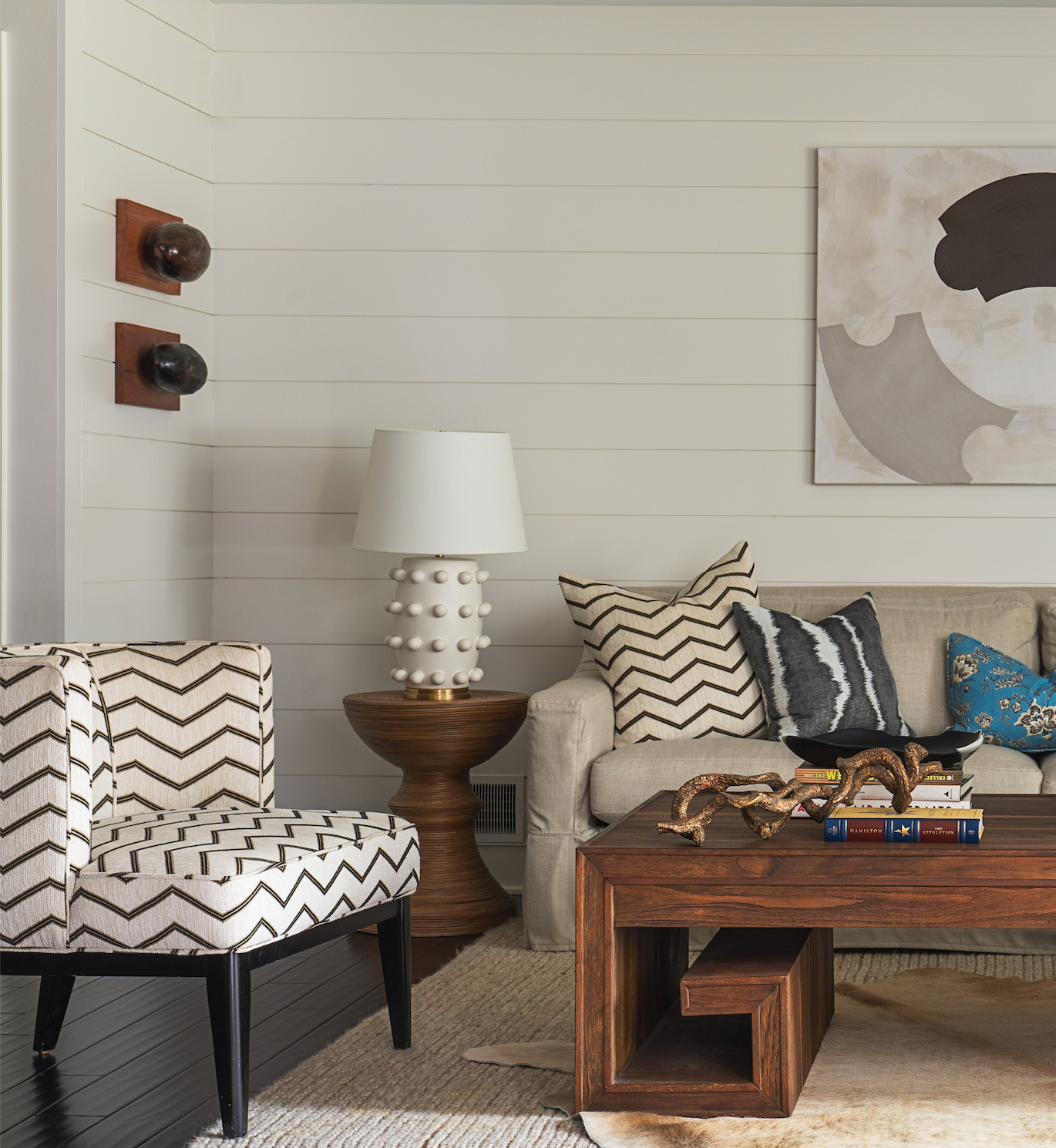 Rattan Wrapped Round Side Table