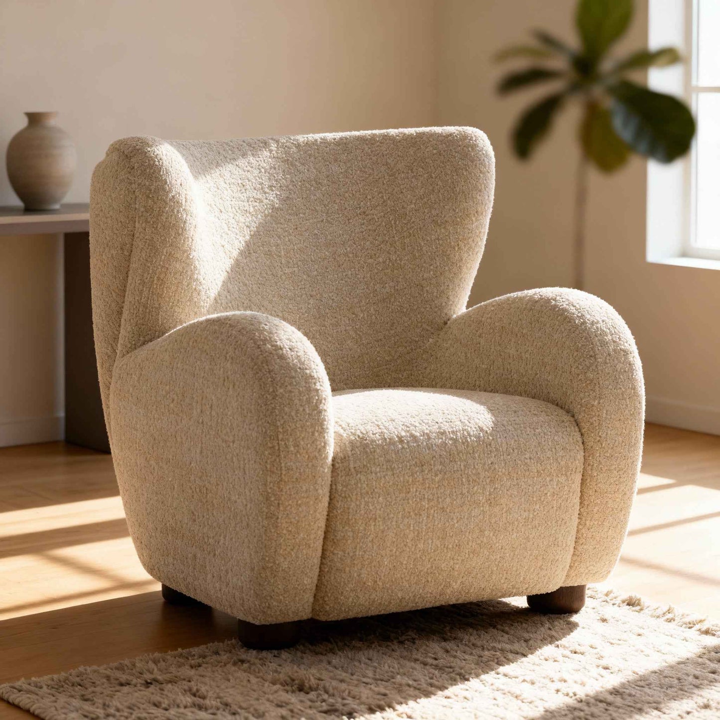 SANDY BOUCLE UPHOLSTERED ARM CHAIR