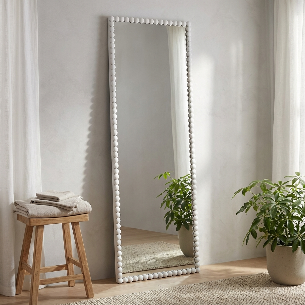 SERNA SATIN WHITE DRESSING MIRROR