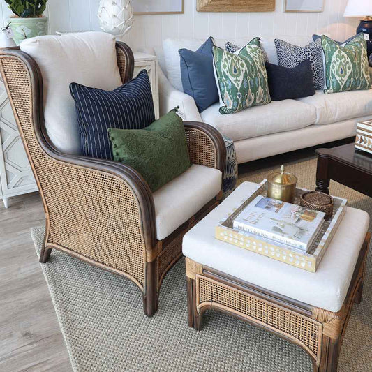 Savoy Dark Rattan Ottoman