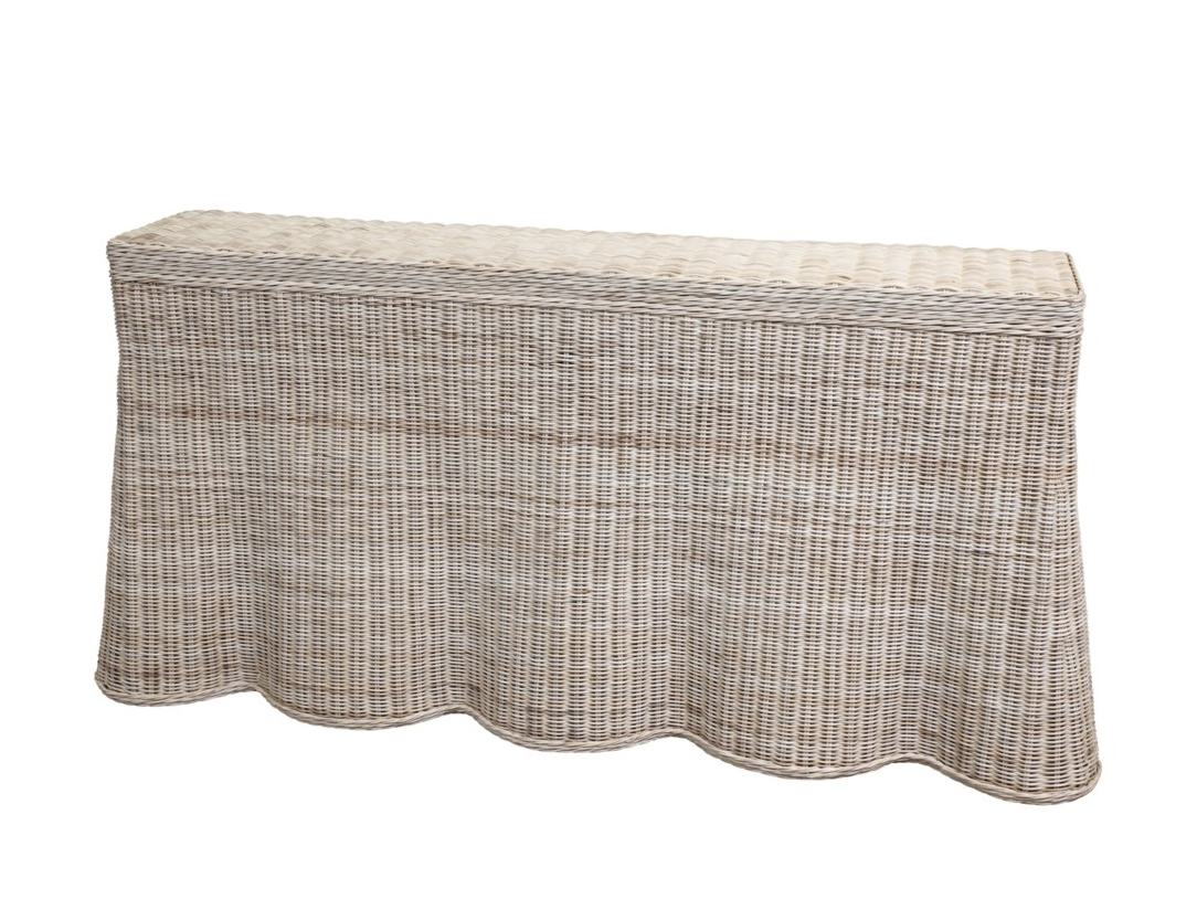 Scallop Wicker Console Table