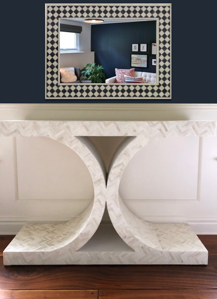 Handmade X-Shaped Console Bone Inlay Console Table | Unique Exotic Design for Entryway, Living Room, and Dining Room Decor