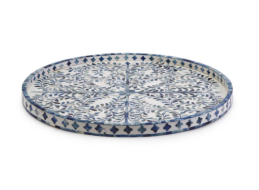 Blue Inlay Round Tray