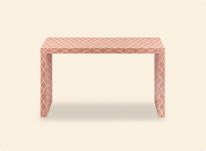 Handmade Bone Inlay Console Table Pink Diamond Design | Unique Exotic Design for Entryway, Living Room, and Dining Room Decor