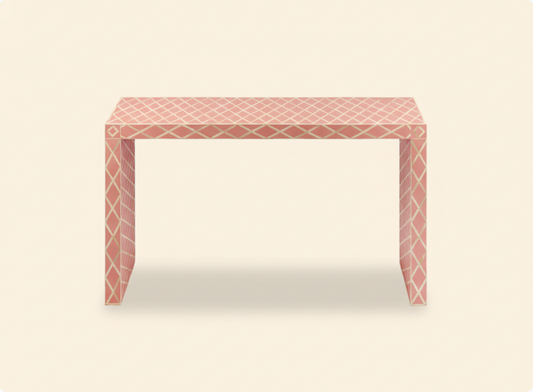 Handmade Bone Inlay Console Table Pink Diamond Design | Unique Exotic Design for Entryway, Living Room, and Dining Room Decor