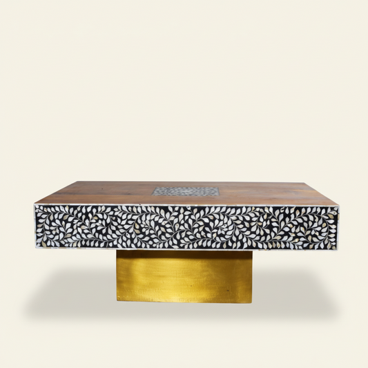 Wooden Mother of Pearl inlay Coffee table | Handcrafted Coffee table -HANSA HANDICAFT - Hansa Handicraft