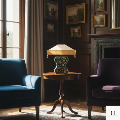 Handmade Green Bone Inlay Table Lamp – Floral Boho Décor | Hansa Handicraft