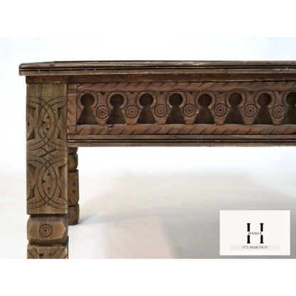 Unique Dining Table | Handcrafted Wooden Art Table | Brown Sofa Table | Hand-Carved Moroccan Style Table – Hansa Handicraft